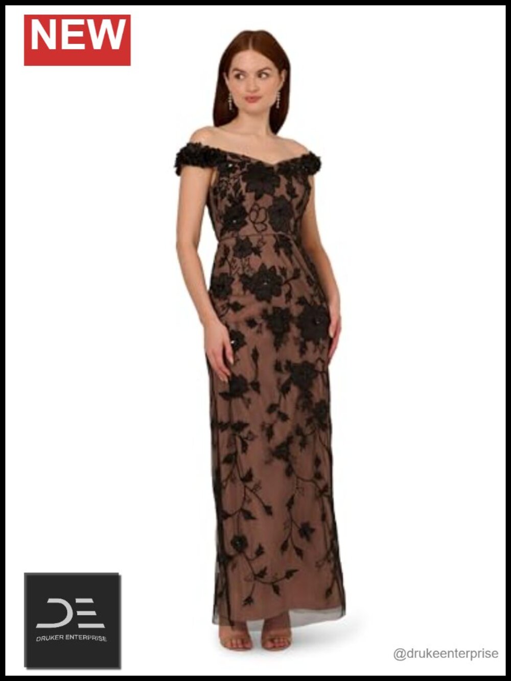 Beaded Off Shoulder Formal Gown